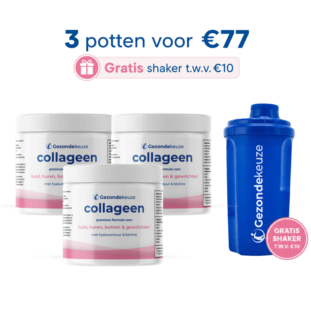 3 potten Gezondekeuze Collageen met gratis shaker
